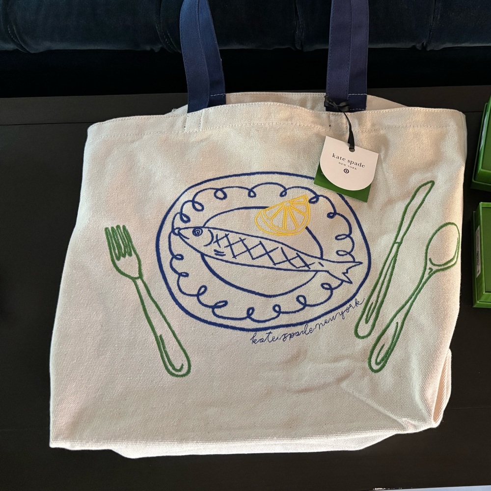 Kate Spade x Target NWT Fish Embroidered Canvas Tote Bag